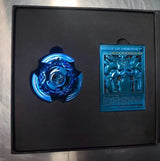Jawas Junkyard Egyptian God Bey Trio Pack featuring Ra, Obelisk, and Slifer. Blue metal Bey and custom metal card.